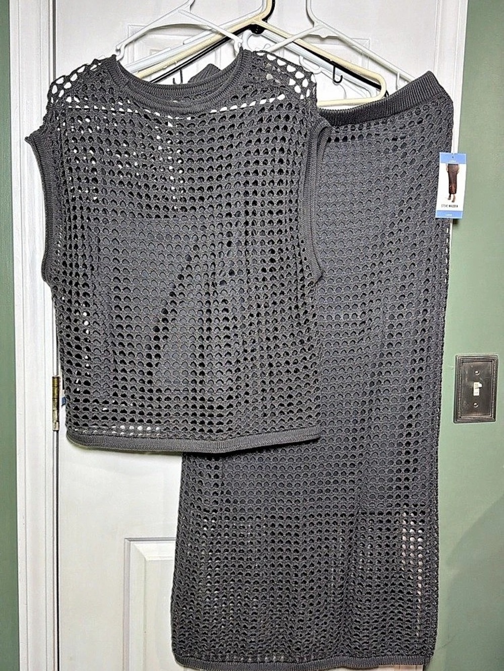 Black Open Knit Midi Dress NWT